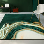 Mirezona Area Rug Abstract Green Marble Polyester