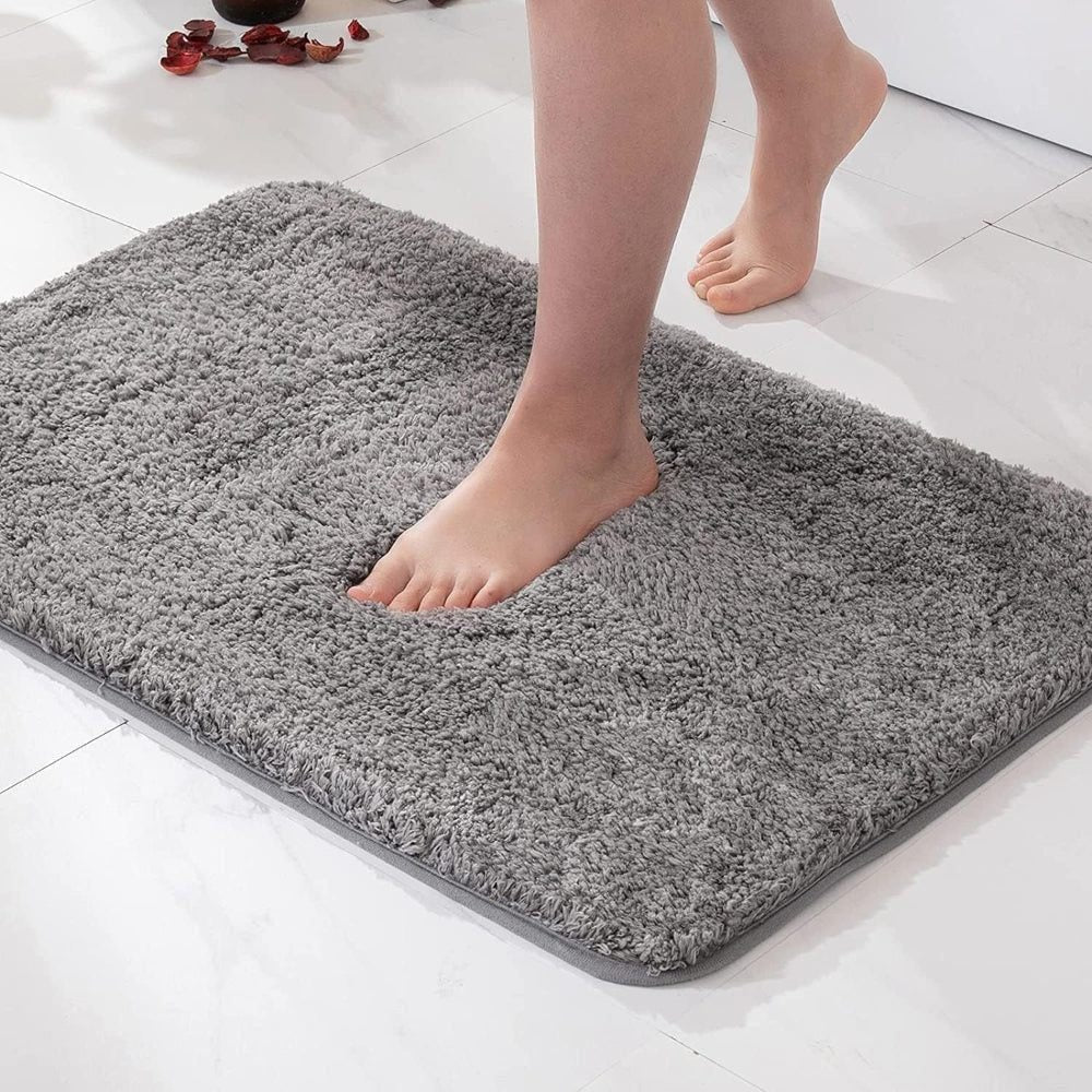Mirezona Bathroom Floor Mat Plush Microfiber Grey