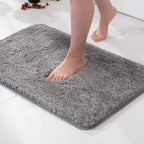 Mirezona Bathroom Floor Mat Plush Microfiber Grey